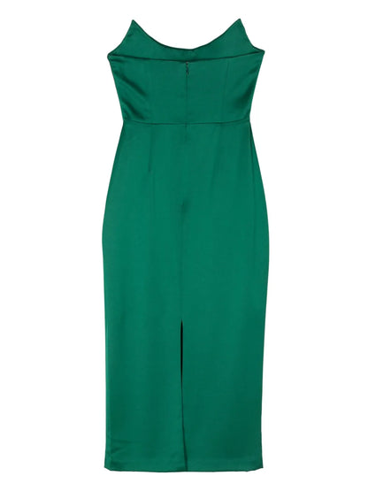 Corset-Style Satin Midi Dress