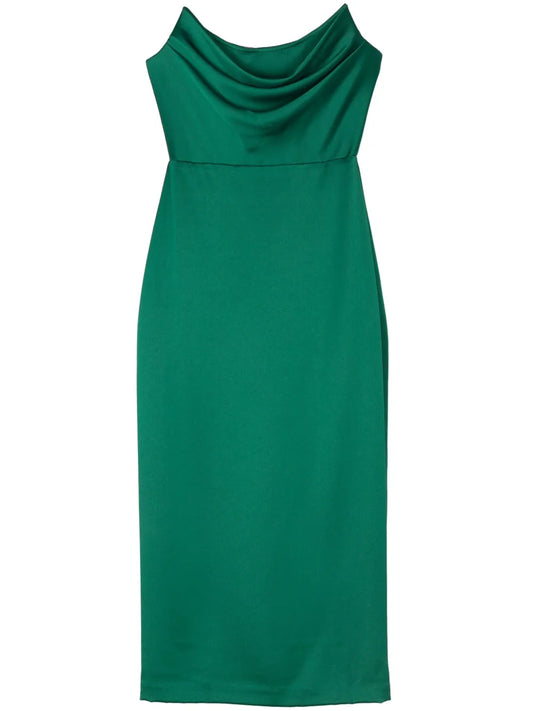 Corset-Style Satin Midi Dress