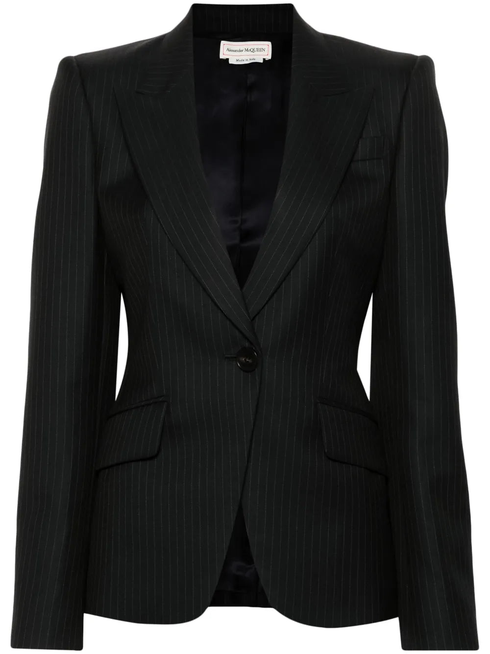 Single-Breasted Pinstripe Blazer