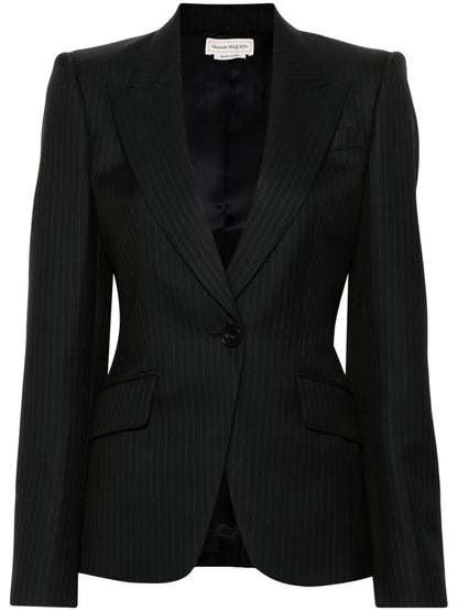Single-Breasted Pinstripe Blazer