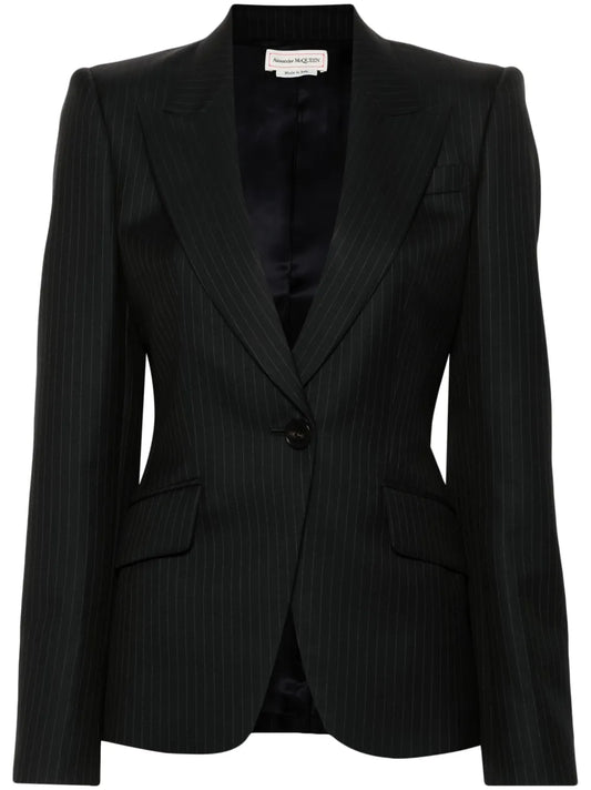 Single-Breasted Pinstripe Blazer