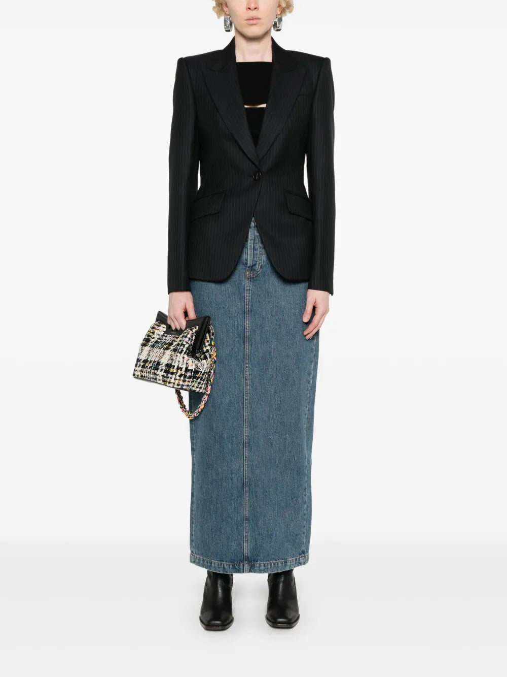 Single-Breasted Pinstripe Blazer