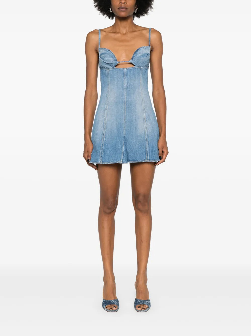 Godet-Design Denim Mini Dress