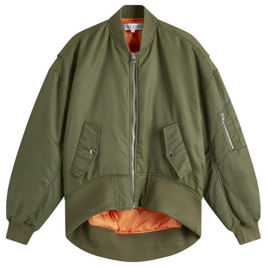 Oversized Curved Hem Bomber Jacket