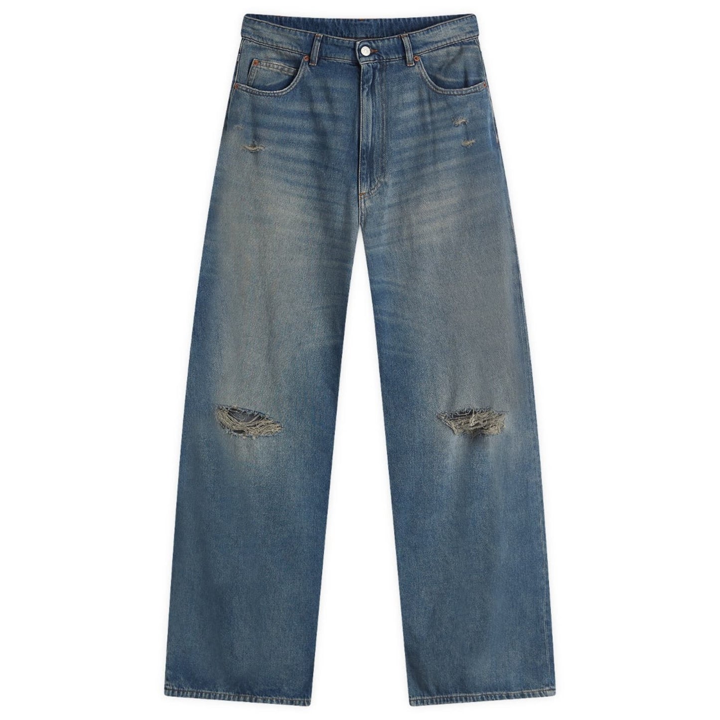 MM6  Wide Leg Blue Distressed Wash Jeans