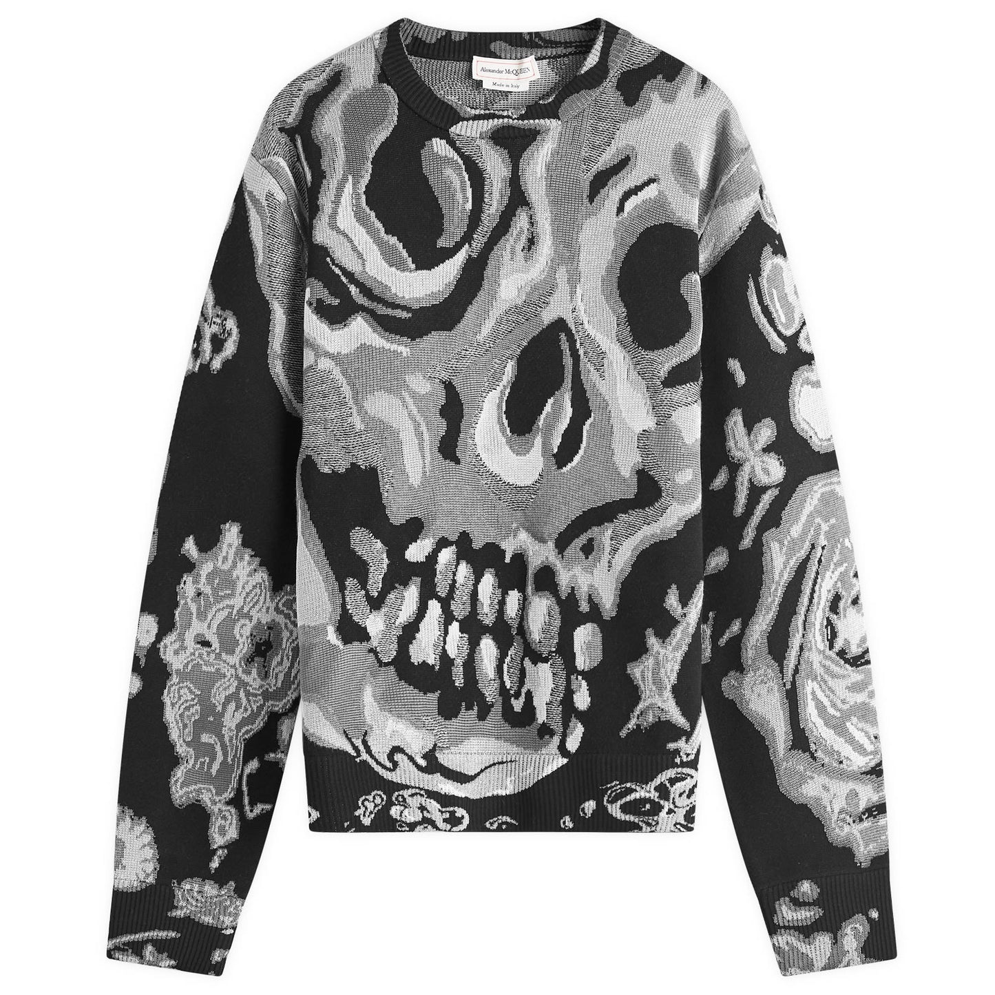 Waxed Floral Skull Jacquard Jumper