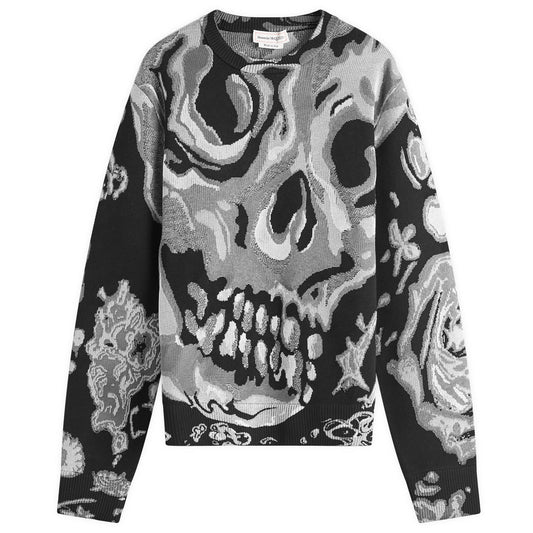 Waxed Floral Skull Jacquard Jumper