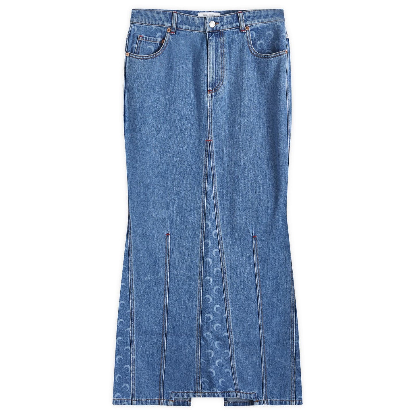 Moon Laser Denim Long Skirt
