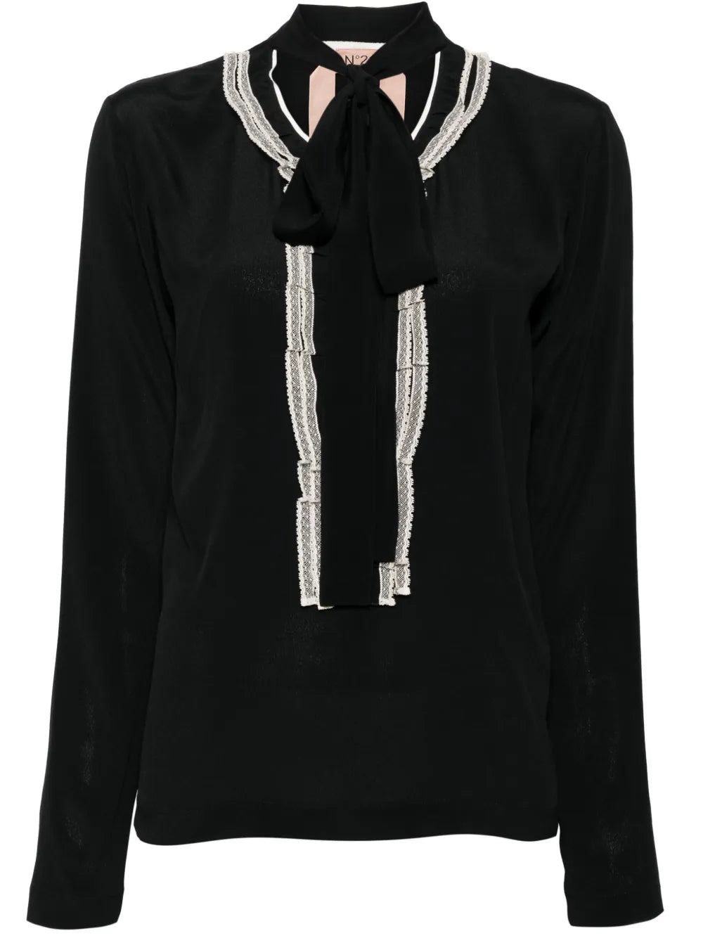 Pussy-Bow Twill Blouse