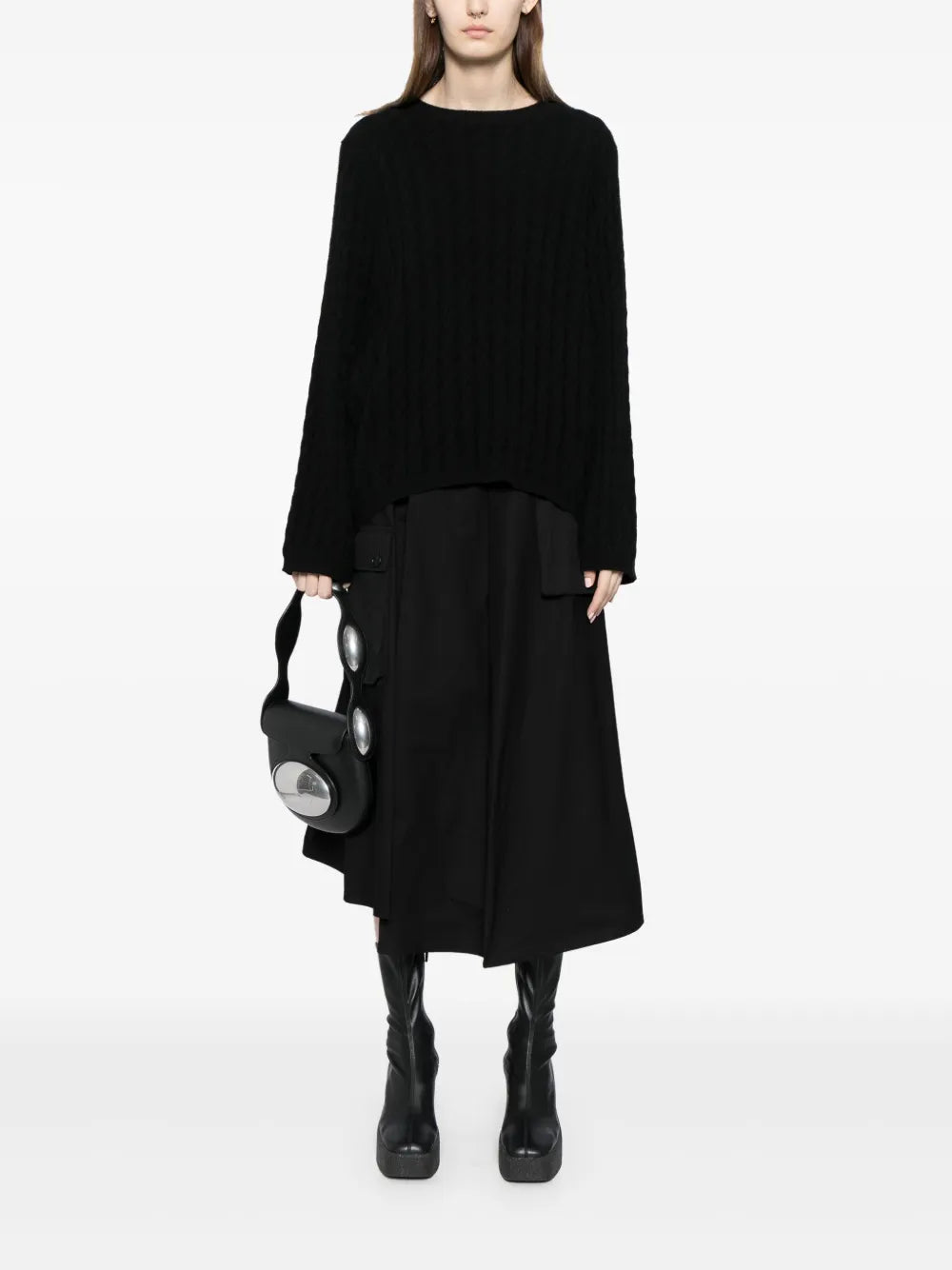 Asymmetric Cotton Cargo Skirt