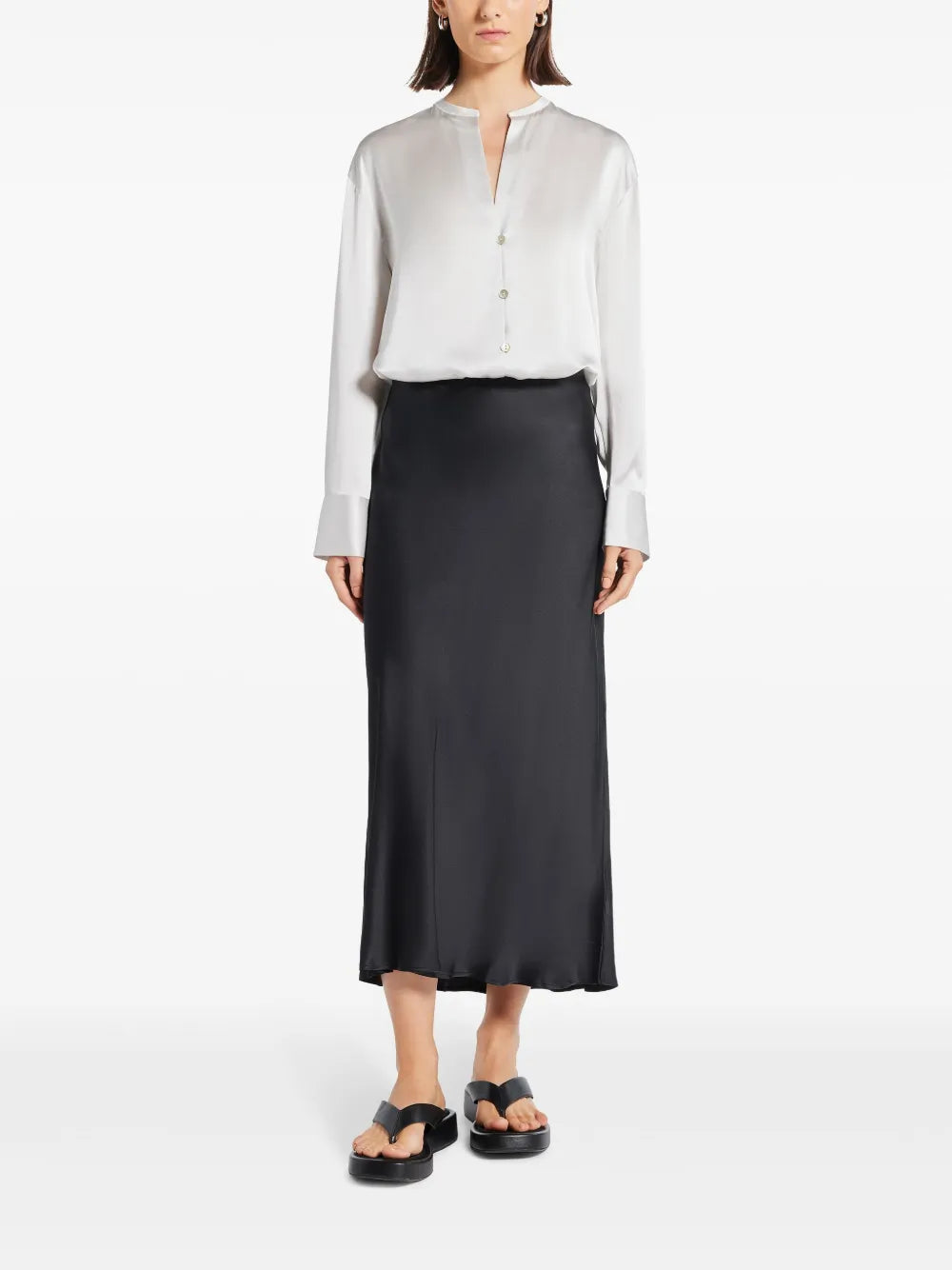 Band-Collar Silk Blouse