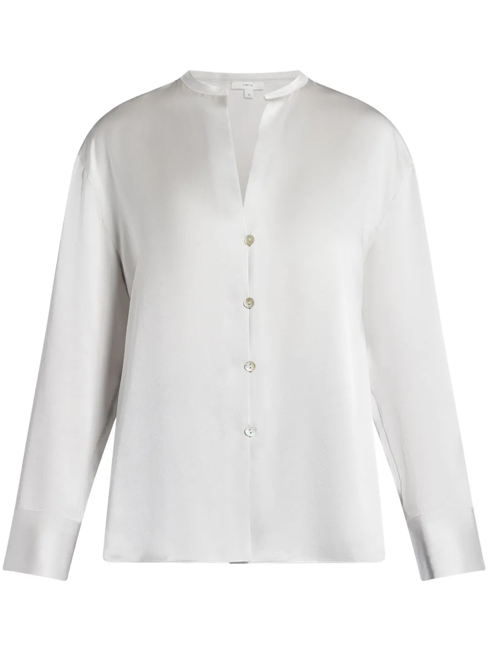 Band-Collar Silk Blouse