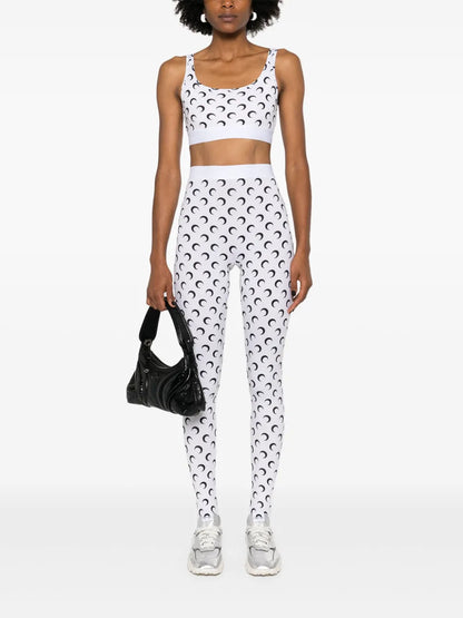 Crescent Moon-Print Crop Top