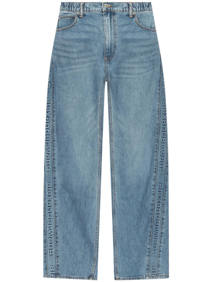 Logo-Embossed Boyfriend Jeans