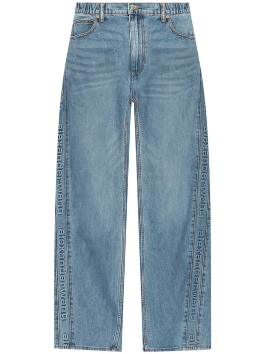 Logo-Embossed Boyfriend Jeans