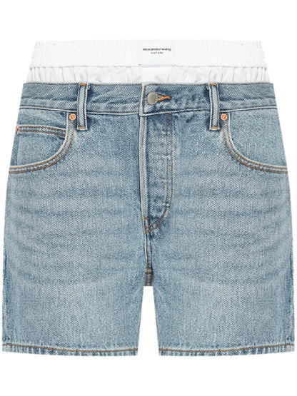Layered Denim Shorts