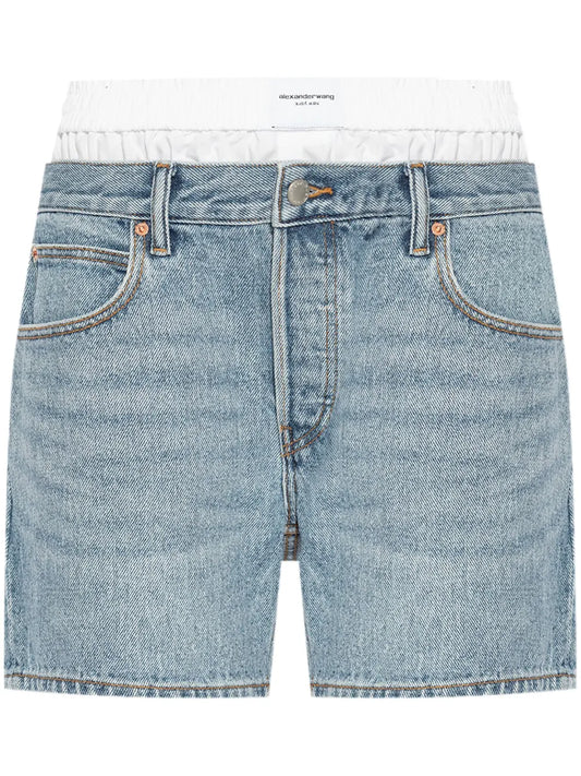 Layered Denim Shorts