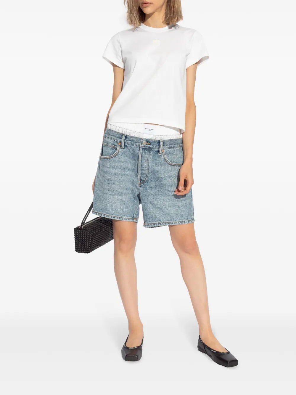 Layered Denim Shorts