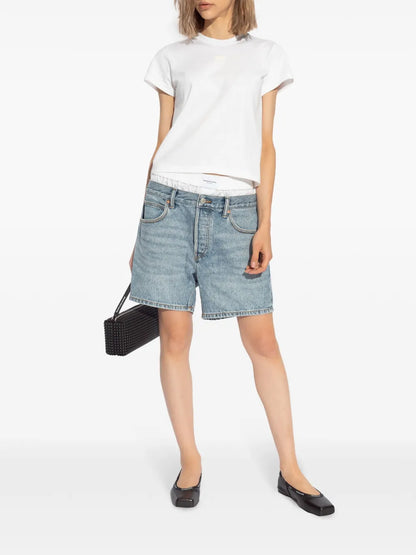 Layered Denim Shorts