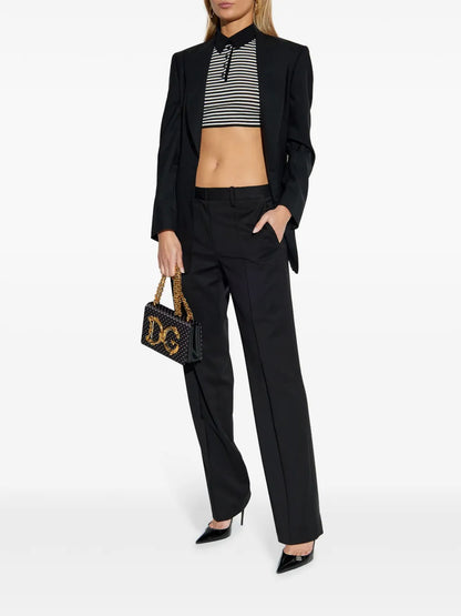 Striped Cropped Polo Shirt