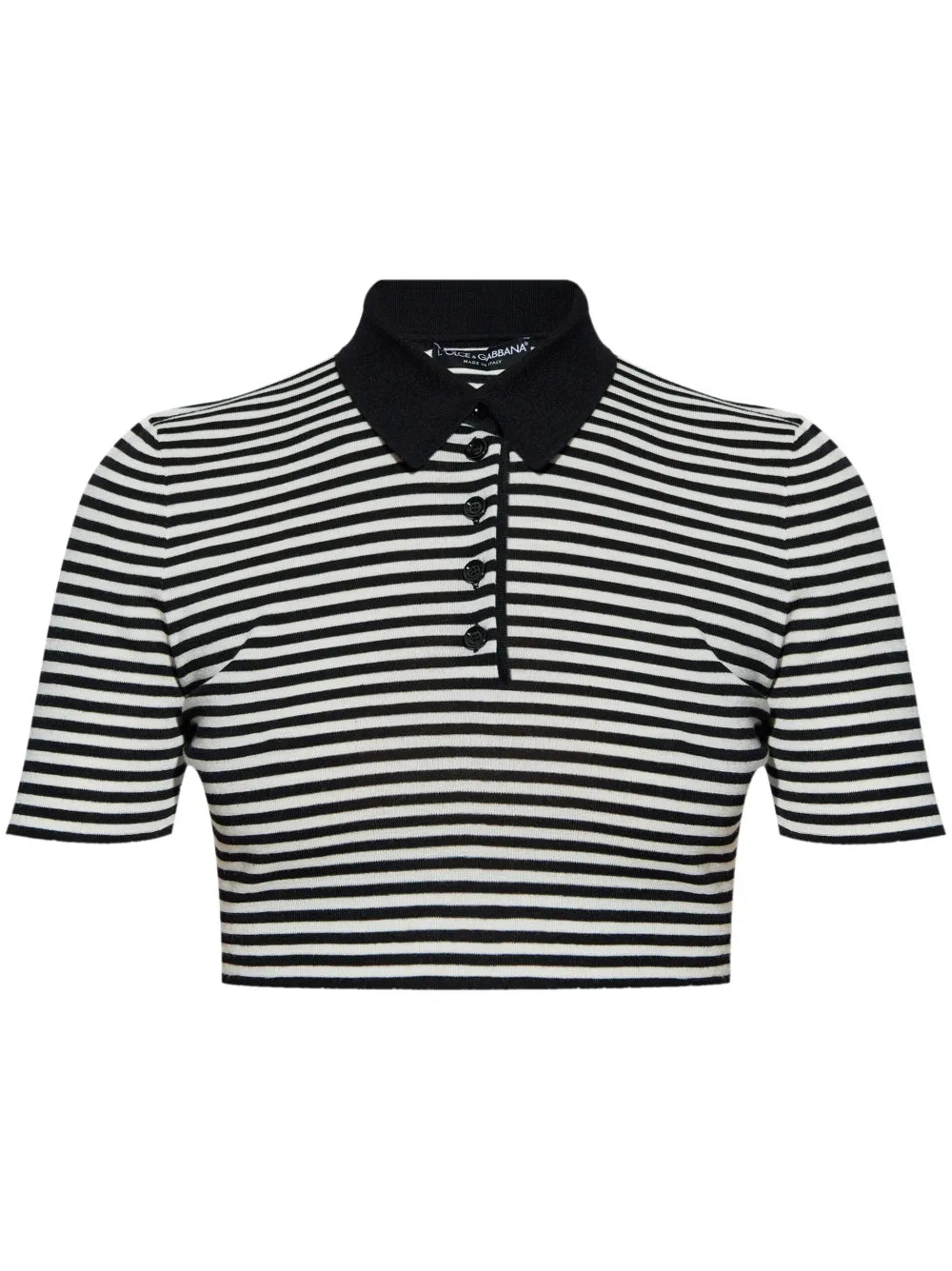 Striped Cropped Polo Shirt
