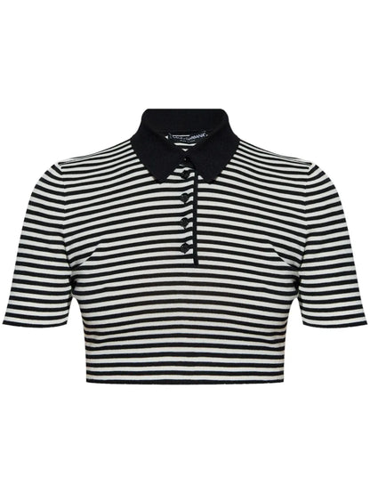 Striped Cropped Polo Shirt