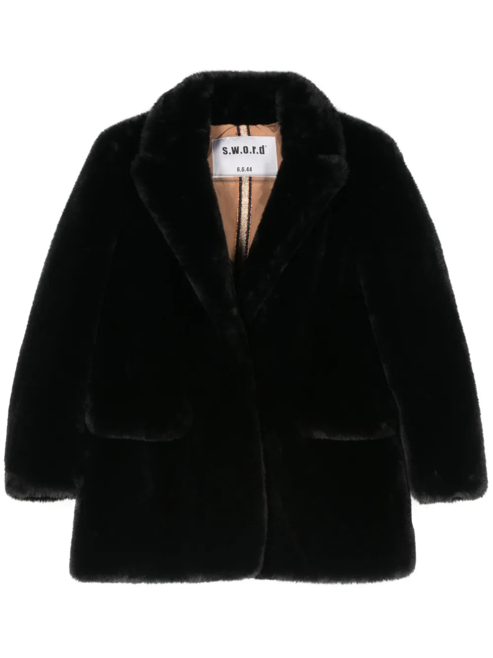 Notched-Lapels Faux-Fur Jacket