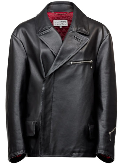 Zip-Detailing Leather Jacket