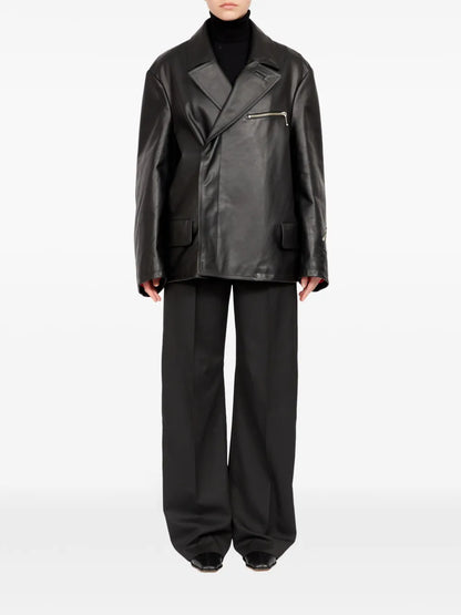 Zip-Detailing Leather Jacket