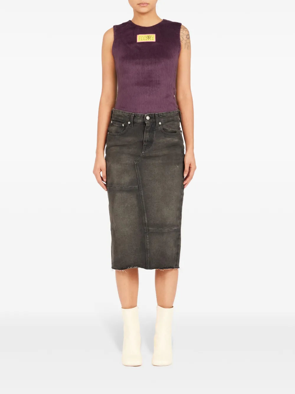 Rear Slit Denim Skirt