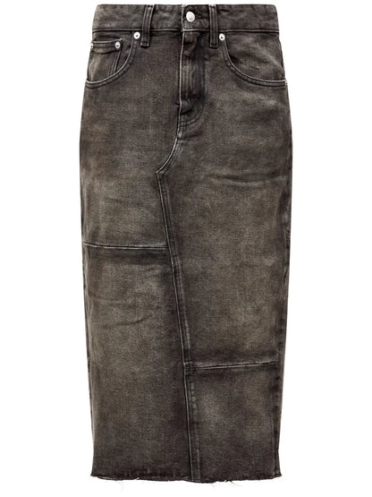 Rear Slit Denim Skirt