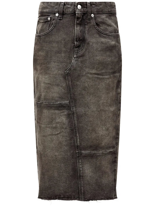 Rear Slit Denim Skirt
