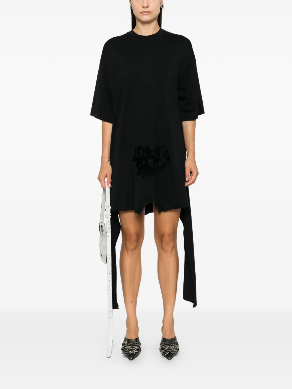 Flocked-Logo Midi Dress