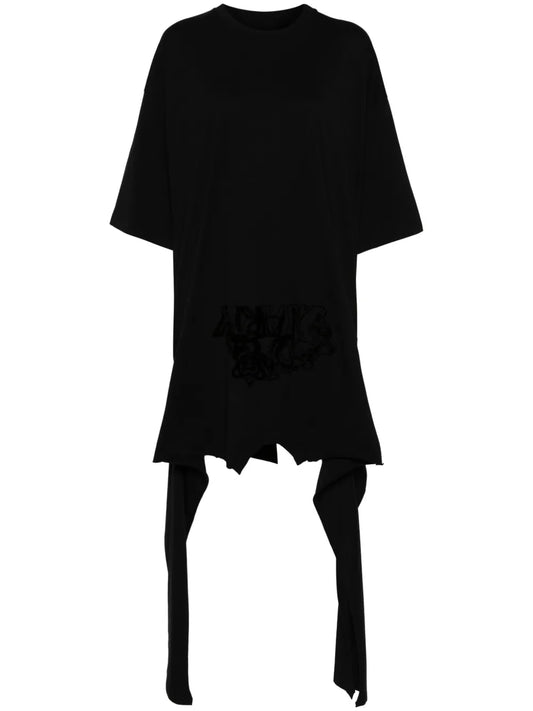 Flocked-Logo Midi Dress
