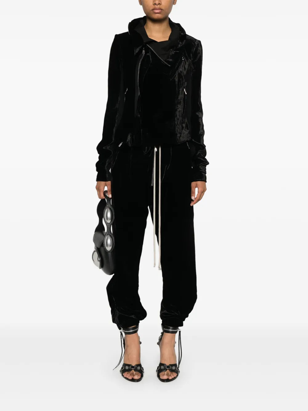 Drop-Crotch Velour Track Pants