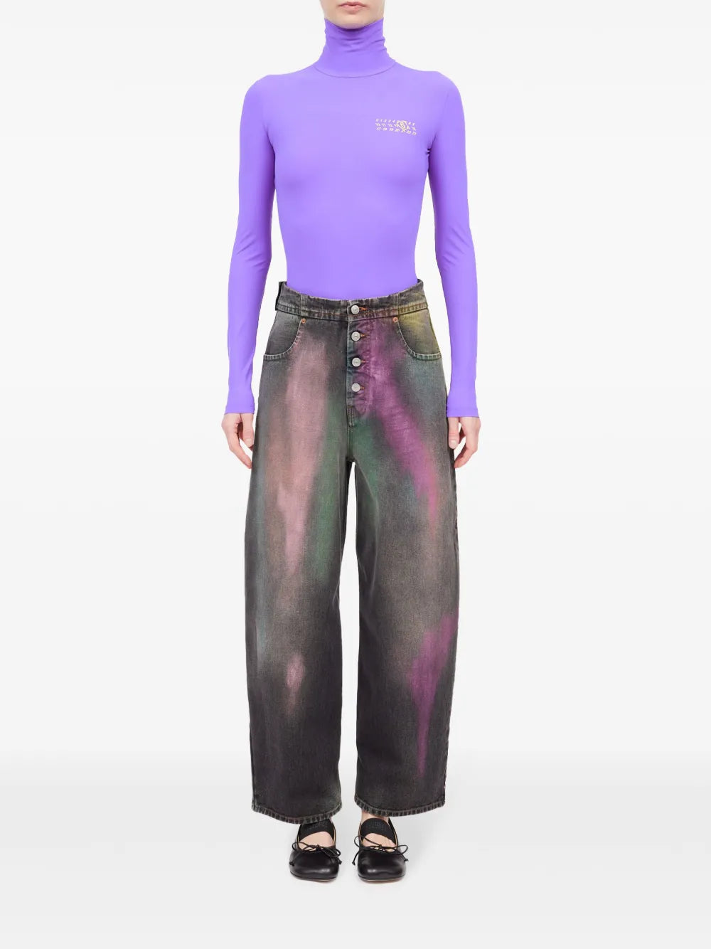 Bleached-Effect Straight-Leg Jeans