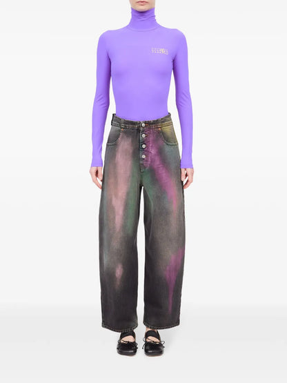 Bleached-Effect Straight-Leg Jeans