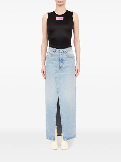 Slit Denim Maxi-Skirt