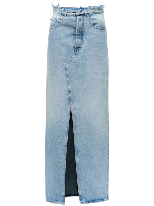 Slit Denim Maxi-Skirt