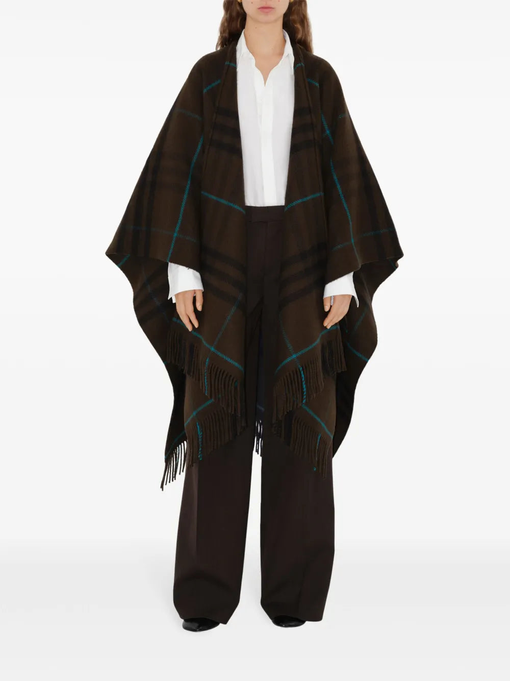 Checked Fringed Cape