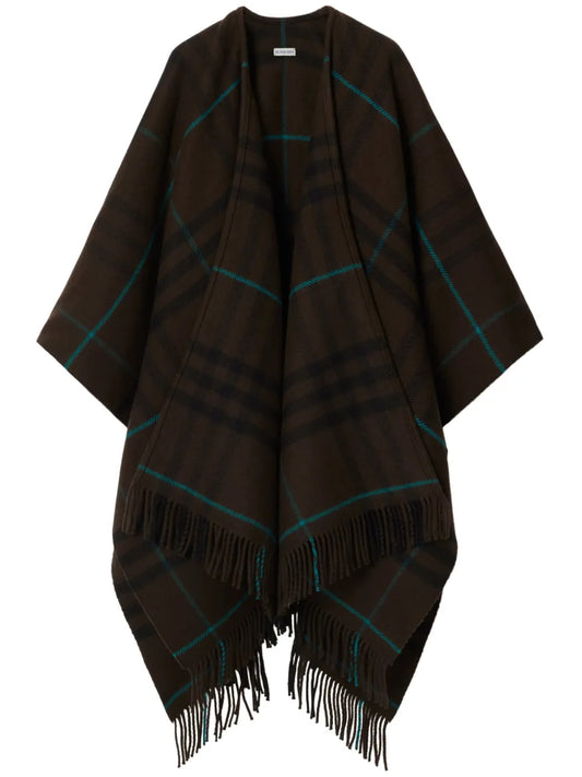 Checked Fringed Cape