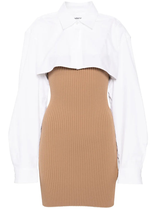 Ribbed-Knit Layered Dress