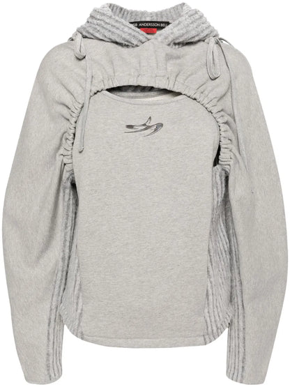 Cut-Out Shirring Hoodie