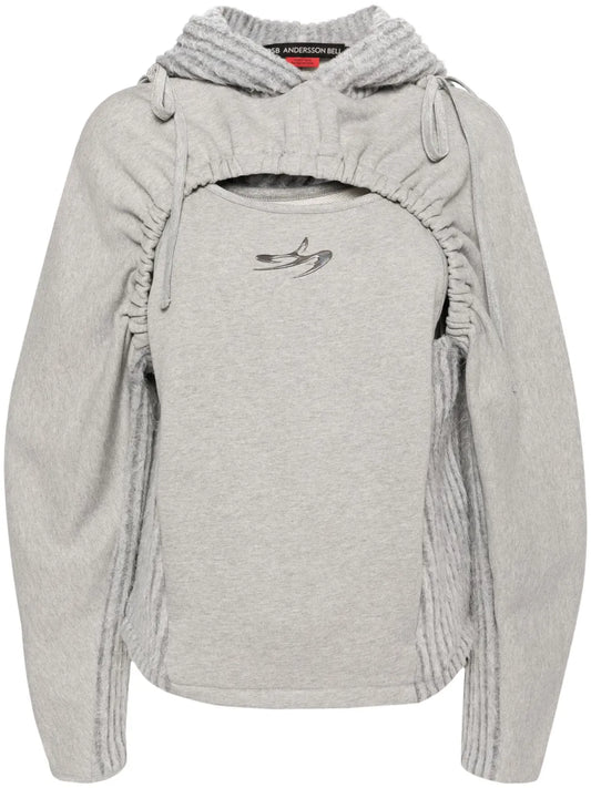 Cut-Out Shirring Hoodie