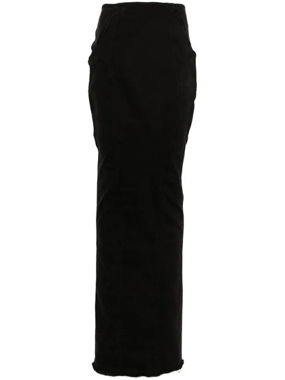 Channel Denim Maxi Skirt