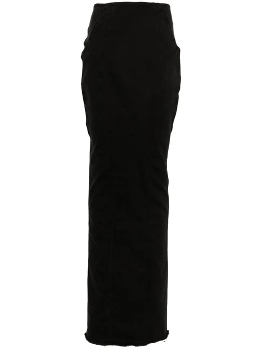 Channel Denim Maxi Skirt