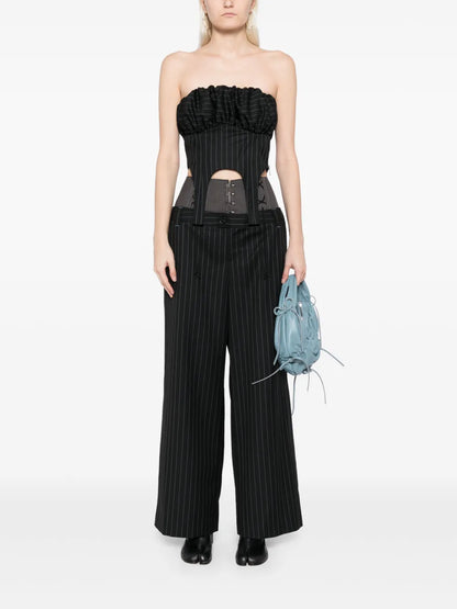 Lace-Up Double Waist Pants