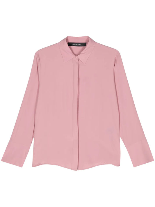 Classic-Collar Crepe Shirt