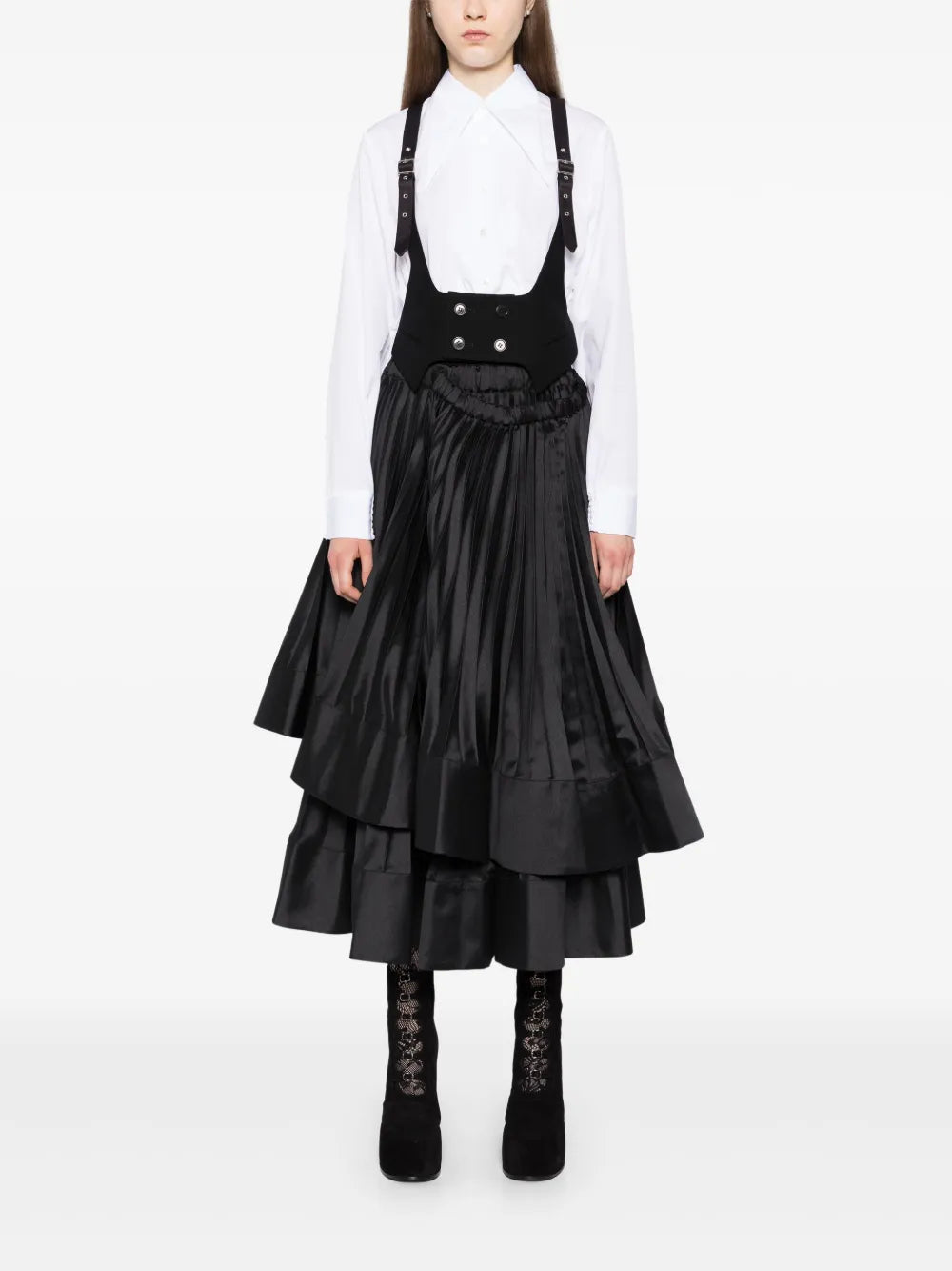 Oversized-Collar Cropped Shirt