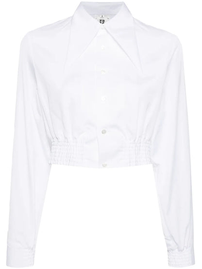 Oversized-Collar Cropped Shirt